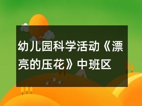 幼兒園科學(xué)活動(dòng)《漂亮的壓花》中班區(qū)域游戲方案