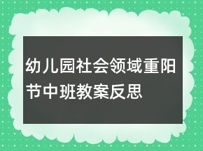 幼兒園社會(huì)領(lǐng)域重陽節(jié)中班教案反思