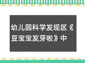 幼兒園科學發(fā)現(xiàn)區(qū)《豆寶寶發(fā)芽啦》中班區(qū)域游戲教案反思