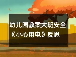 幼兒園教案大班安全《小心用電》反思