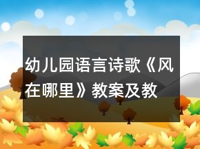 幼兒園語(yǔ)言詩(shī)歌《風(fēng)在哪里》教案及教學(xué)反思