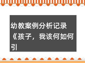 幼教案例分析記錄 《孩子，我該何如何引導你》