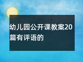 幼兒園公開課教案20篇有評語的