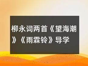 柳永詞兩首《望海潮》《雨霖鈴》導(dǎo)學(xué)案一等獎