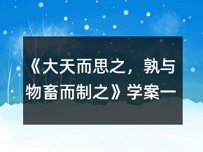《大天而思之，孰與物畜而制之》學(xué)案一等獎(jiǎng)