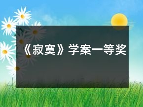 《寂寞》學案一等獎