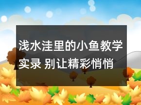 淺水洼里的小魚(yú)教學(xué)實(shí)錄 別讓精彩悄悄溜走一等獎(jiǎng)