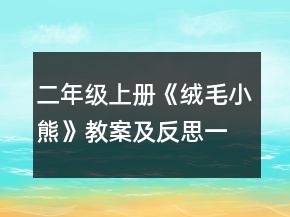 二年級上冊《絨毛小熊》教案及反思一等獎