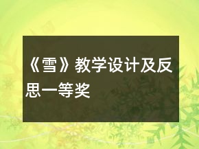 《雪》教學(xué)設(shè)計及反思一等獎
