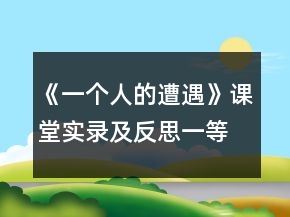 《一個(gè)人的遭遇》課堂實(shí)錄及反思一等獎(jiǎng)