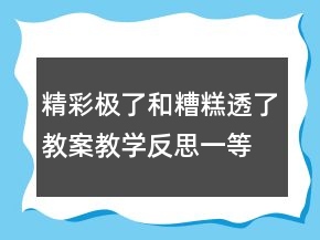 精彩極了和糟糕透了教案教學反思一等獎
