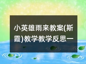 小英雄雨來教案(斯霞)教學教學反思一等獎