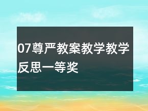 07尊嚴教案教學教學反思一等獎