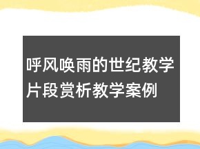 呼風(fēng)喚雨的世紀教學(xué)片段賞析教學(xué)案例反思一等獎