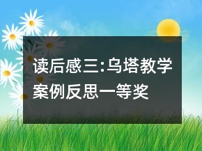 讀后感三:烏塔教學(xué)案例反思一等獎(jiǎng)