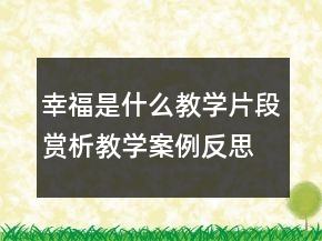 幸福是什么教學(xué)片段賞析教學(xué)案例反思一等獎(jiǎng)