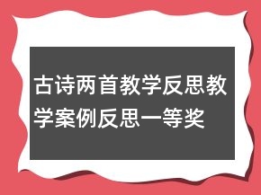 古詩兩首教學(xué)反思教學(xué)案例反思一等獎