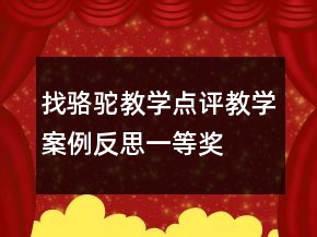 找駱駝教學(xué)點(diǎn)評教學(xué)案例反思一等獎(jiǎng)