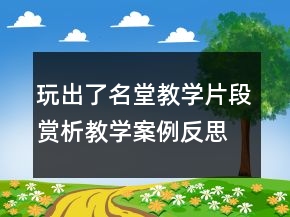 玩出了名堂教學(xué)片段賞析教學(xué)案例反思一等獎