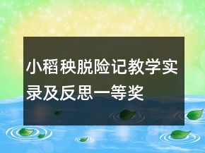 小稻秧脫險記教學(xué)實錄及反思一等獎