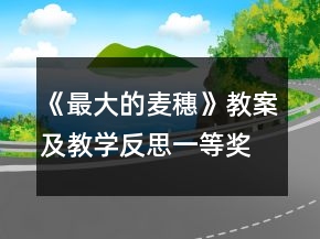 《最大的麥穗》教案及教學反思一等獎