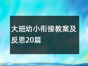 大班幼小銜接教案及反思20篇
