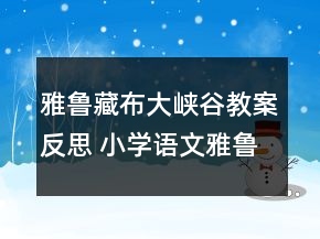 雅魯藏布大峽谷教案反思 小學(xué)語文雅魯藏布大峽谷教案一等獎