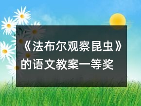 《法布爾觀察昆蟲》的語文教案一等獎(jiǎng)
