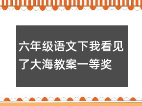 六年級語文下我看見了大海教案一等獎