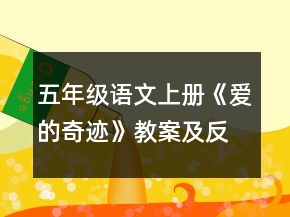 五年級語文上冊《愛的奇跡》教案及反思一等獎