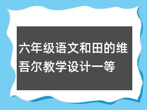 六年級語文和田的維吾爾教學設(shè)計一等獎