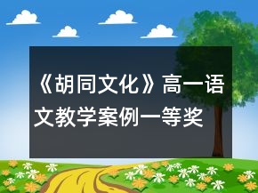 《胡同文化》高一語文教學案例一等獎