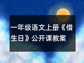 一年級(jí)語文上冊(cè)《借生日》公開課教案一等獎(jiǎng)