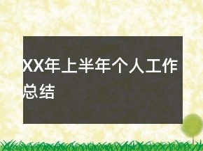 XX年上半年個人工作總結