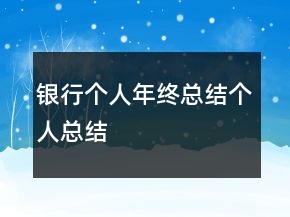 銀行個人年終總結(jié)個人總結(jié)