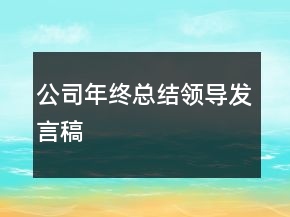 公司年終總結(jié)領(lǐng)導(dǎo)發(fā)言稿