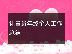 計量員年終個人工作總結(jié)