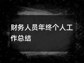 財(cái)務(wù)人員年終個人工作總結(jié)