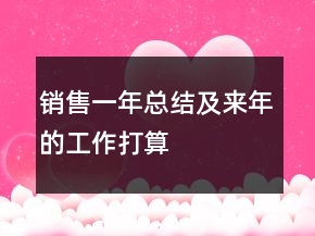 銷售一年總結(jié)及來(lái)年的工作打算
