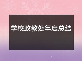 學(xué)校政教處年度總結(jié)