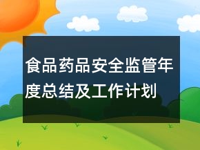 食品藥品安全監(jiān)管年度總結(jié)及工作計劃