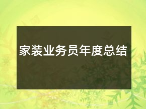 家裝業(yè)務員年度總結(jié)