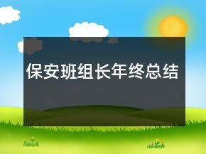 保安班組長年終總結