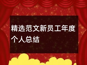精選范文新員工年度個(gè)人總結(jié)