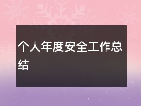 個(gè)人年度安全工作總結(jié)