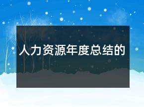 人力資源年度總結(jié)的