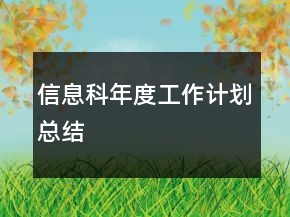信息科年度工作計劃總結