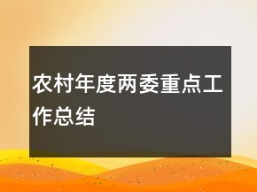 農(nóng)村年度兩委重點工作總結(jié)