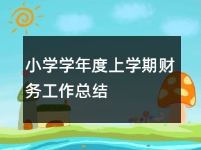 小學(xué)學(xué)年度上學(xué)期財務(wù)工作總結(jié)