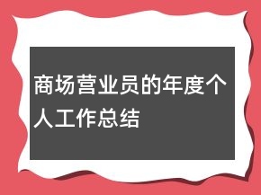 商場營業(yè)員的年度個人工作總結(jié)